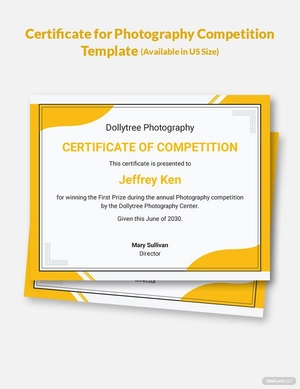 Certificate for Photography Competition Template