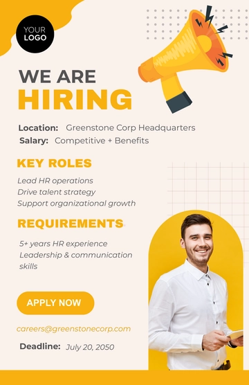 Free Yellow HR Manager Poster Template to Edit Online