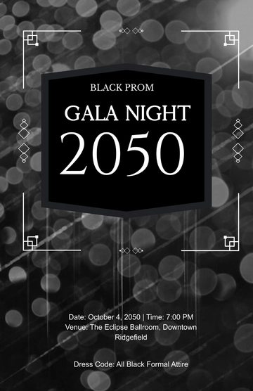 Free Black Prom Gala Night Poster Template to Edit Online