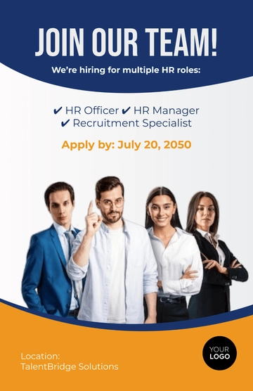 Free HR Recruitment Poster Template to Edit Online