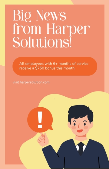 Free Colorful Employee Bonus Poster Template to Edit Online