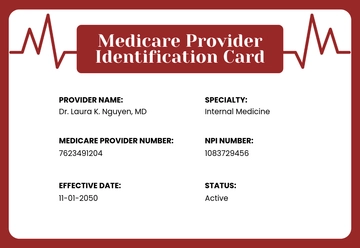 Red Medicare Card for Doctors Template to Download