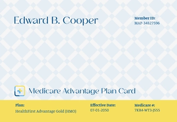 Free Medicare Advantage Plan Card Template to Edit Online