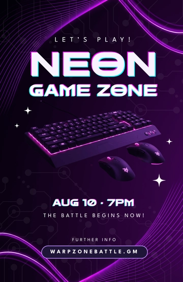 Free Neon Gaming Poster Template to Edit Online