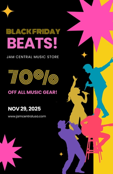 Free Colorful Black Friday Music Poster Template to Edit Online
