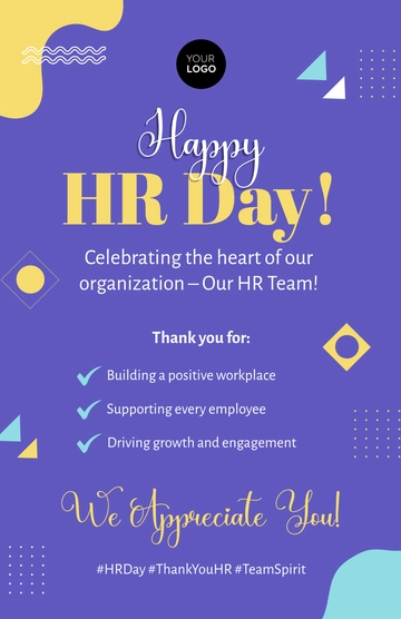 Free Colorful HR Day Poster Template to Edit Online
