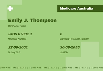 Free Australia Medicare Card Template to Edit Online