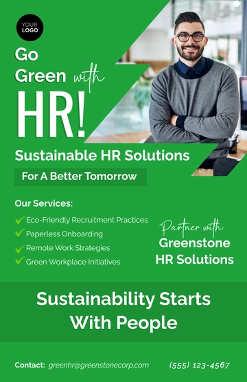 Free Green HR Services Poster Template to Edit Online