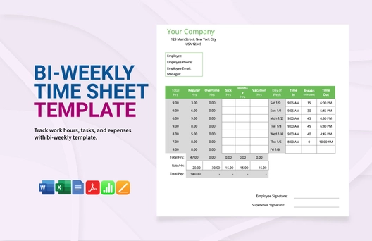 Bi-Weekly Time Sheet Template