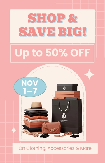 Free Aesthetic Shopping Discount Poster Template to Edit Online
