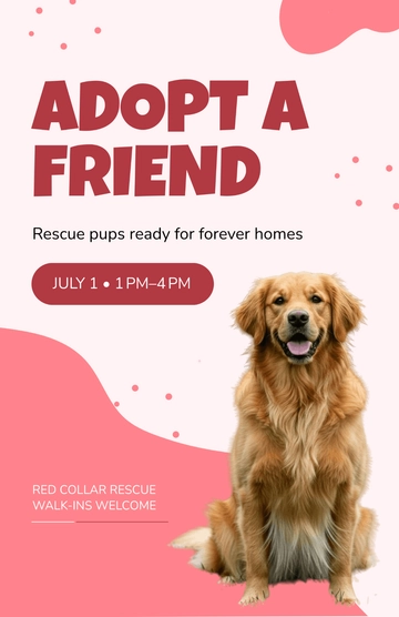 Free Red Adopt-a-Dog Adoption Poster Template to Edit Online