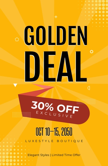 Free Golden Discount Line Poster Template to Edit Online