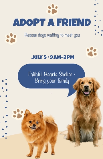 Free Nonprofit Dog Adoption Poster Template to Edit Online