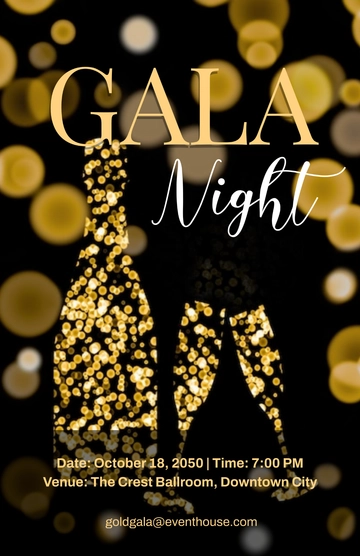 Free Gold Glitter Gala Night Poster Template to Edit Online