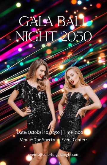Free Colorful Gala Ball Night Poster Template to Edit Online
