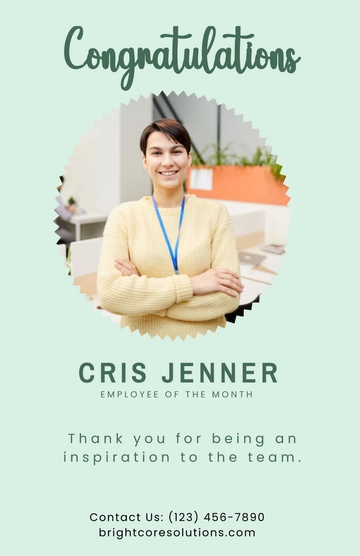 Free Employee of the Month Congratulations Poster Template to Edit Online