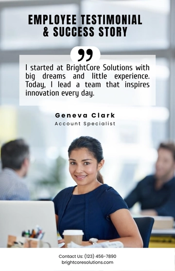 Free Employee Testimonial and Success Story Poster HR Template to Edit Online