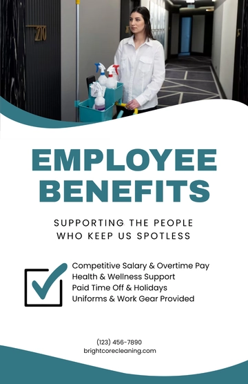 Free Cleaning Services Employee Benefits and Perks Overview Poster Template to Edit Online