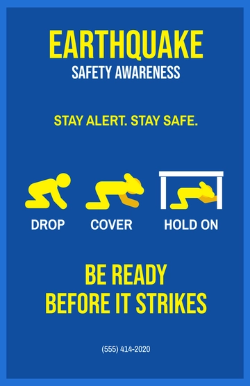 Free Earthquake Safety Awareness Poster Template to Edit Online