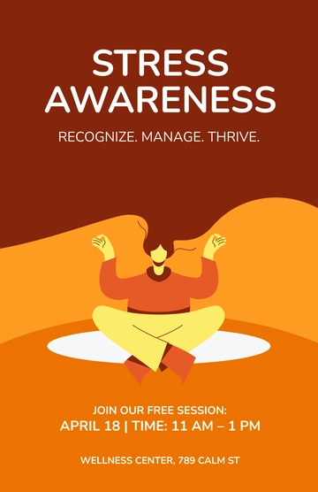 Free Orange Stress Awareness Poster Template to Edit Online