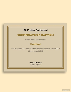 Catholic Church Baptism Certificate Template