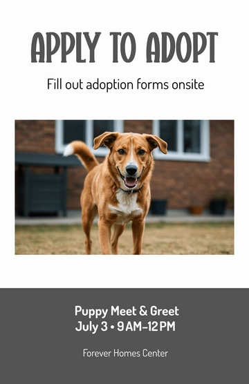 Free Dog Adoption Application Poster Template to Edit Online