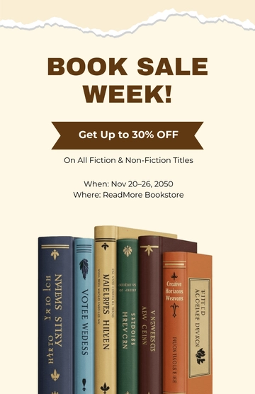 Free Books Discount Poster Template to Edit Online