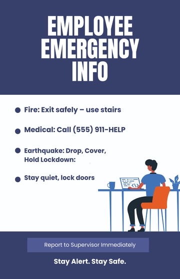 Free Simple Employee Emergency Poster Template to Edit Online