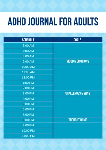 Free ADHD Journal for Adults Template to Edit Online