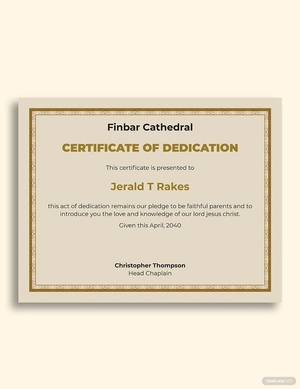 Church Certificate Of Dedication Template