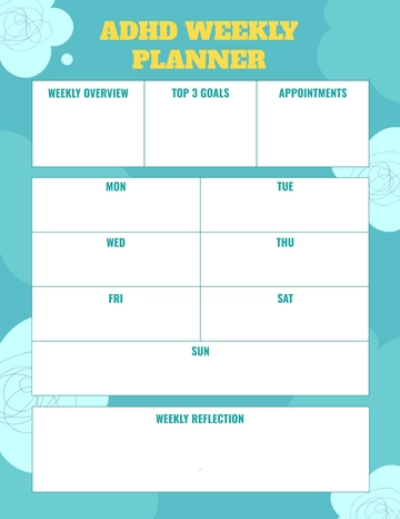 Free ADHD Weekly Planner Template to Edit Online