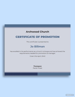 Church Certificate Of Promotion Template