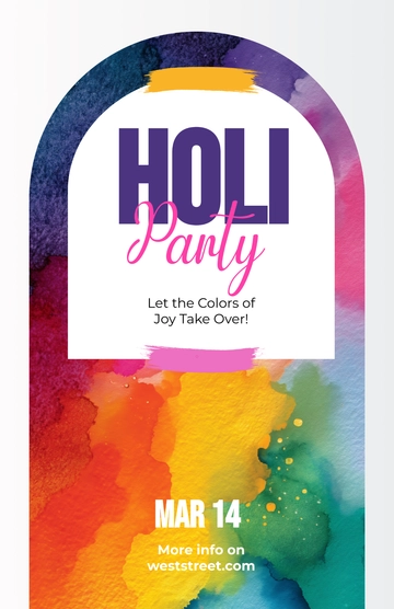 Free Holi Party Poster Template to Edit Online