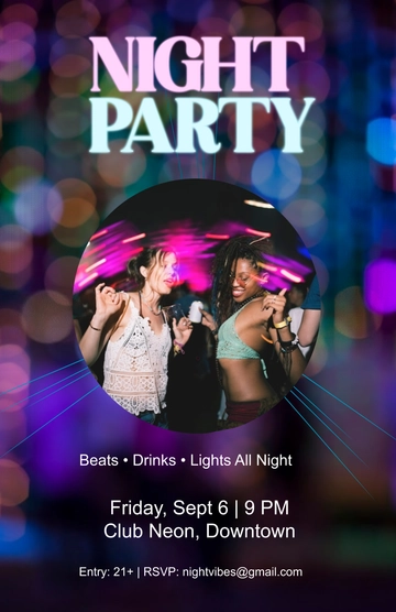 Free Colorful Night Party Poster Template to Edit Online