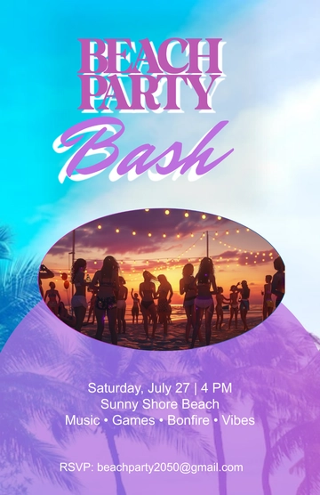 Free Beach Party Poster Template to Edit Online