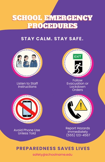 Free Colorful School Emergency Poster Template to Edit Online