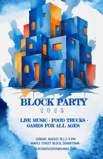 Free Blue Block Party Poster Template to Edit Online