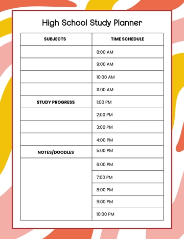Free Colorful High School Study Template to Edit Online