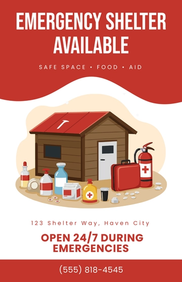 Free Emergency Shelter Poster Template to Edit Online