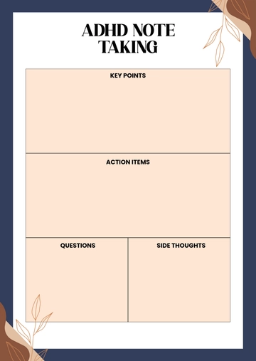 Free ADHD Note Taking Template to Edit Online