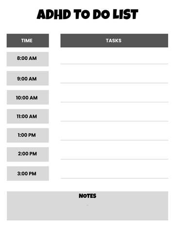 Free ADHD To Do List Template