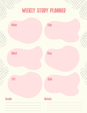 Free Aesthetic Weekly Study Template to Edit Online