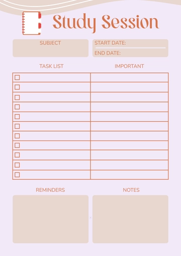 Free Study Session Template to Edit Online