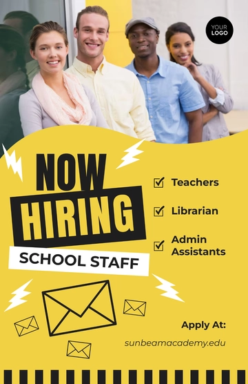Free Yellow School Job Poster Template to Edit Online