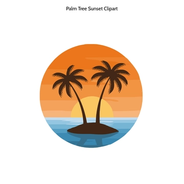 Free Palm Tree Sunset Clipart to Edit Online