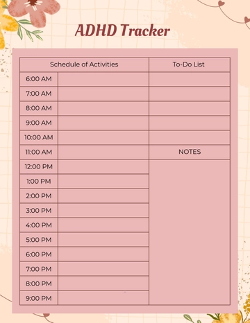 Free Aesthetic ADHD Tracker Template to Edit Online