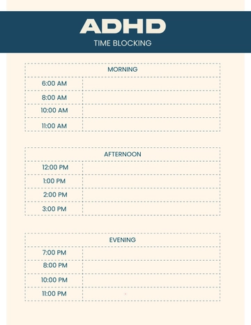 Free ADHD Time Blocking Template to Edit Online