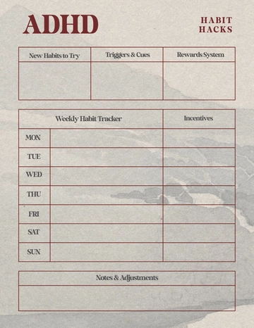 Free ADHD Habit Hacks Template to Edit Online