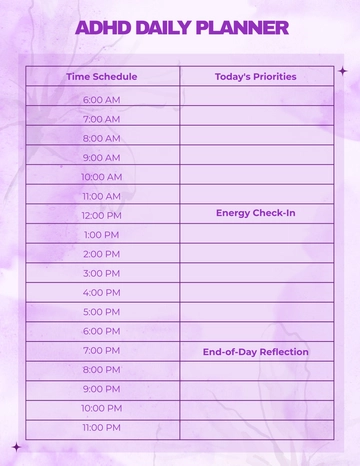 Free ADHD Daily Planner for Adults Template to Edit Online
