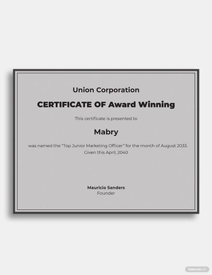 Award Winning Congratulation Certificate Template